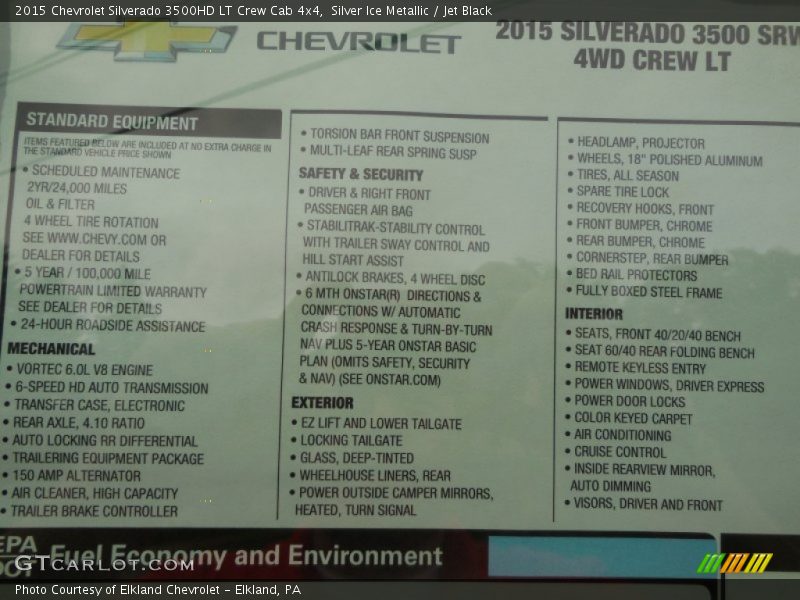 Silver Ice Metallic / Jet Black 2015 Chevrolet Silverado 3500HD LT Crew Cab 4x4