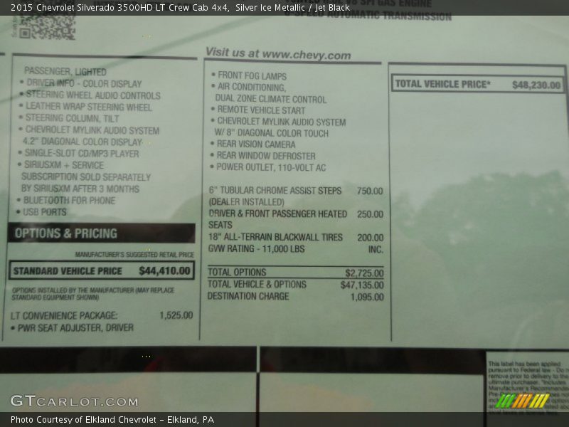 Silver Ice Metallic / Jet Black 2015 Chevrolet Silverado 3500HD LT Crew Cab 4x4