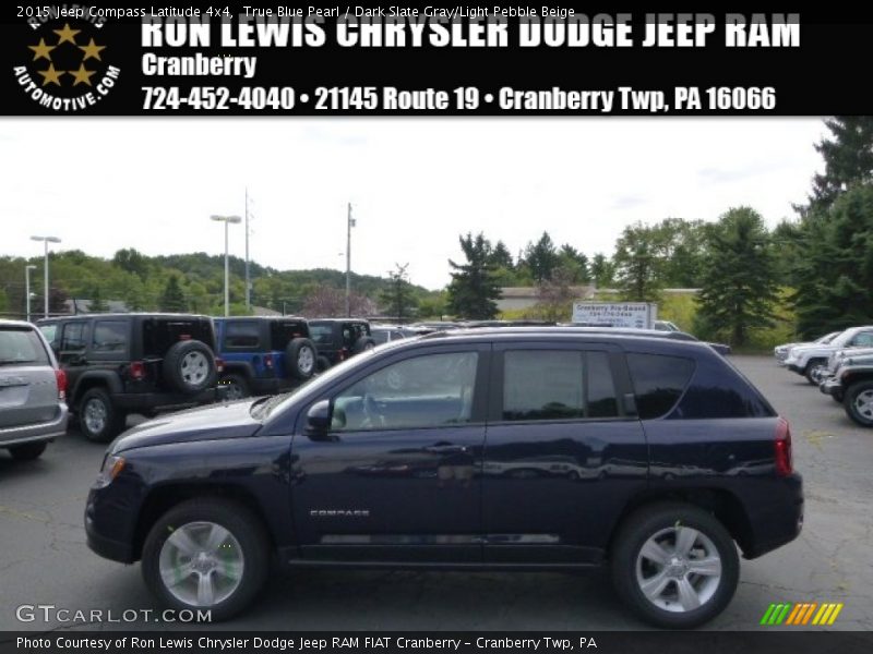 True Blue Pearl / Dark Slate Gray/Light Pebble Beige 2015 Jeep Compass Latitude 4x4