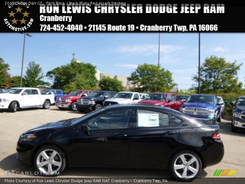 Pitch Black / Black/Ruby Red Accent Stitching 2015 Dodge Dart GT