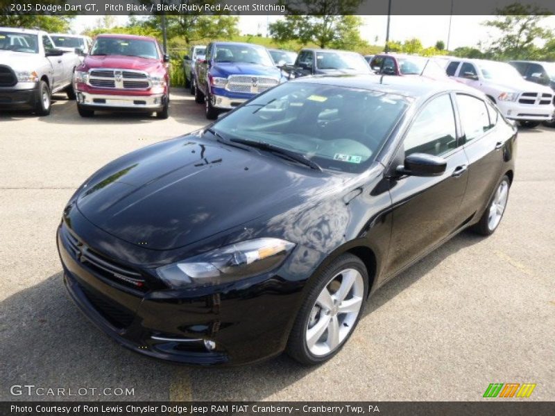 Pitch Black / Black/Ruby Red Accent Stitching 2015 Dodge Dart GT