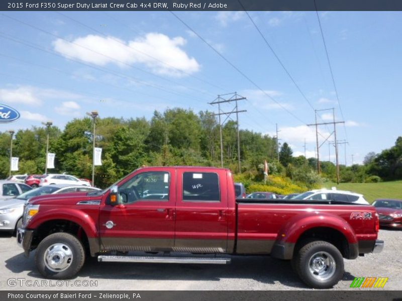 Ruby Red / Adobe 2015 Ford F350 Super Duty Lariat Crew Cab 4x4 DRW