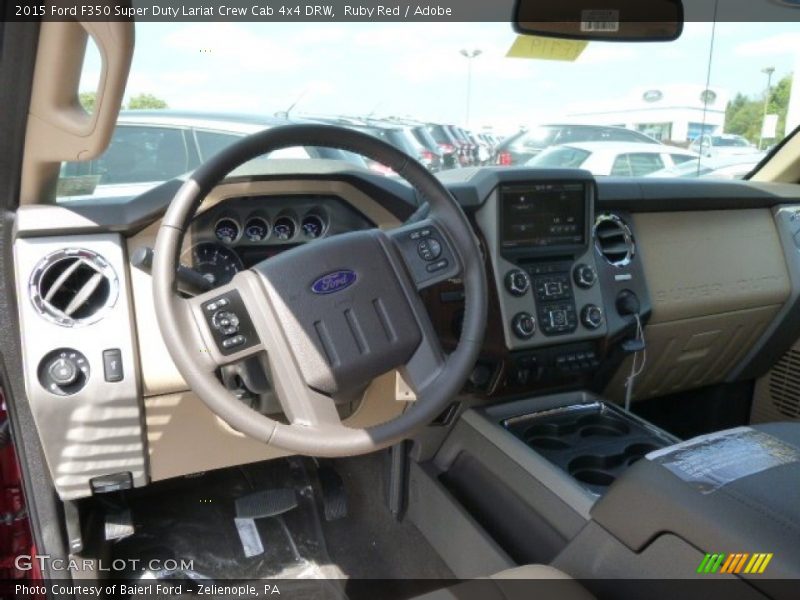 Ruby Red / Adobe 2015 Ford F350 Super Duty Lariat Crew Cab 4x4 DRW