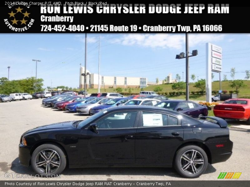 Pitch Black / Black/Red 2014 Dodge Charger R/T AWD