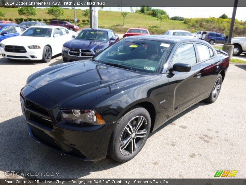 Pitch Black / Black/Red 2014 Dodge Charger R/T AWD