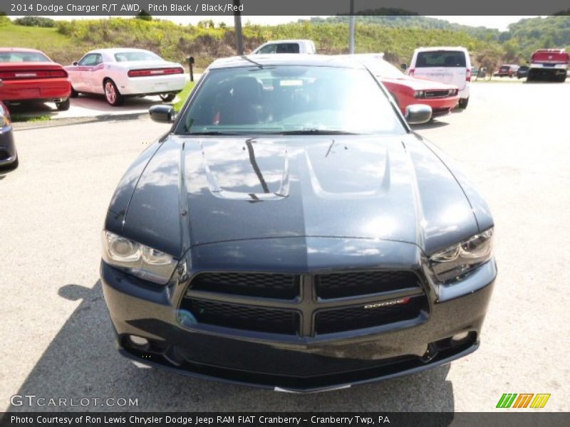 Pitch Black / Black/Red 2014 Dodge Charger R/T AWD