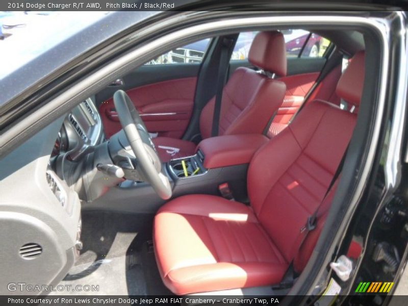Pitch Black / Black/Red 2014 Dodge Charger R/T AWD