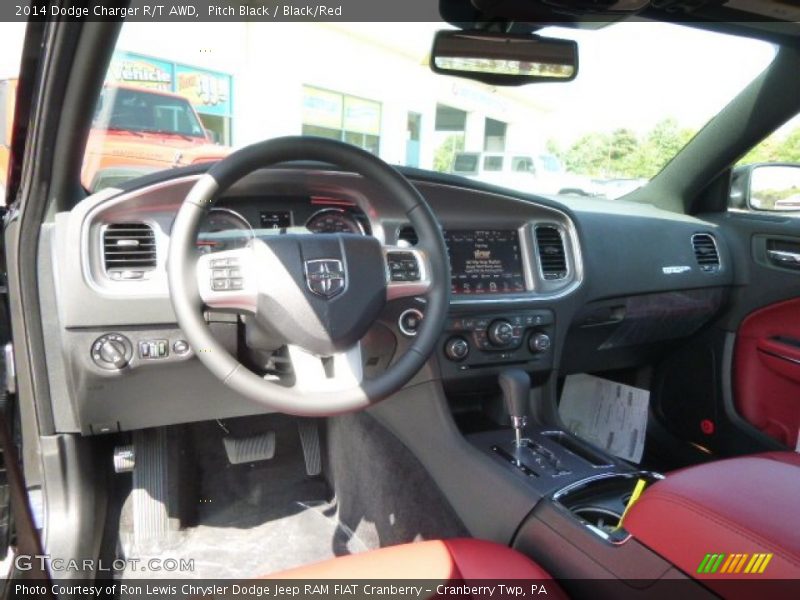 Pitch Black / Black/Red 2014 Dodge Charger R/T AWD