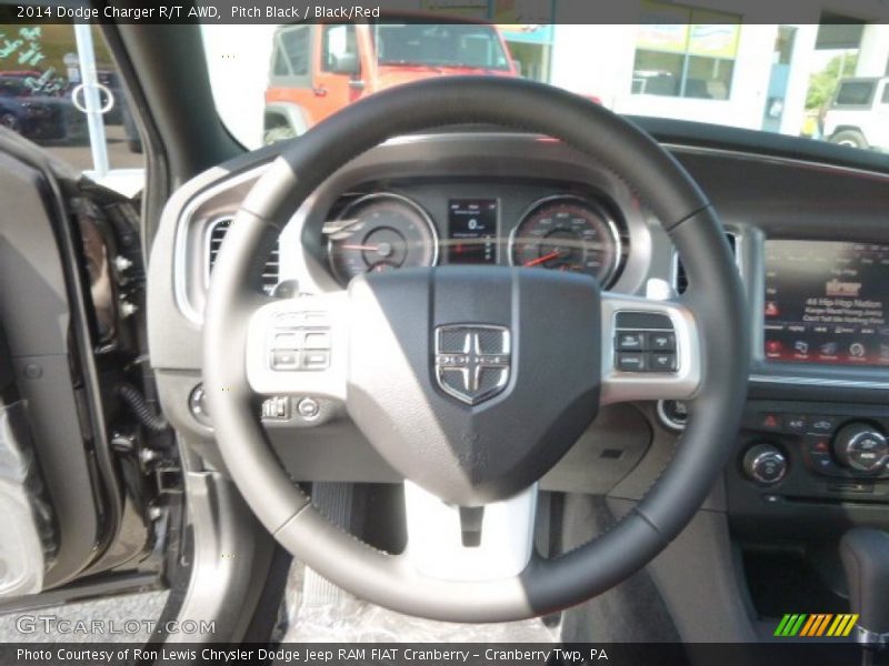 Pitch Black / Black/Red 2014 Dodge Charger R/T AWD