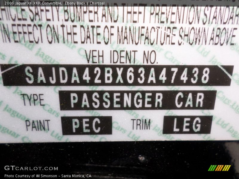 Ebony Black / Charcoal 2006 Jaguar XK XKR Convertible