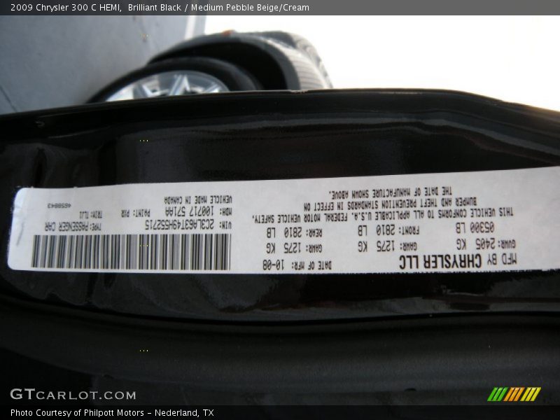 Brilliant Black / Medium Pebble Beige/Cream 2009 Chrysler 300 C HEMI