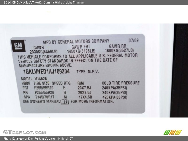 Summit White / Light Titanium 2010 GMC Acadia SLT AWD