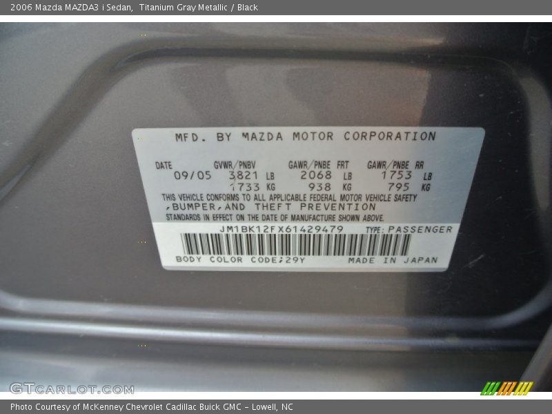 Titanium Gray Metallic / Black 2006 Mazda MAZDA3 i Sedan