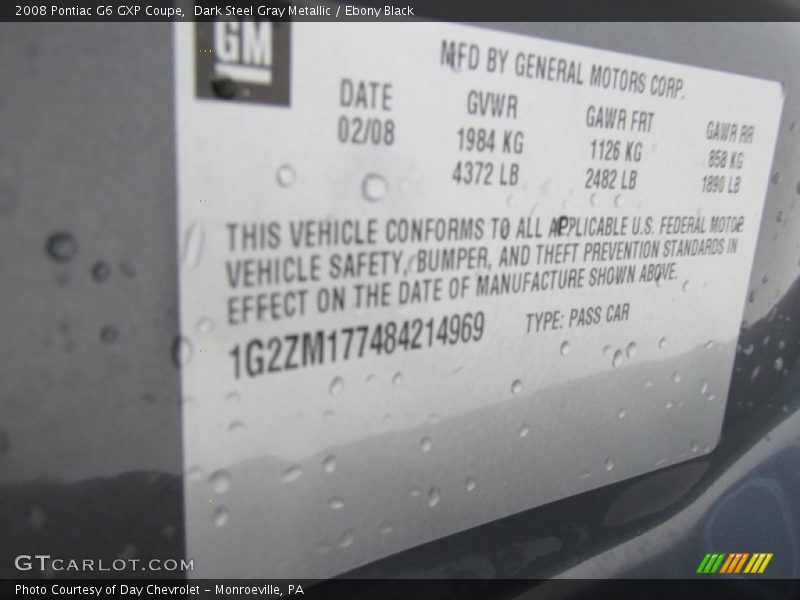 Dark Steel Gray Metallic / Ebony Black 2008 Pontiac G6 GXP Coupe