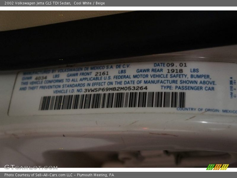 Cool White / Beige 2002 Volkswagen Jetta GLS TDI Sedan