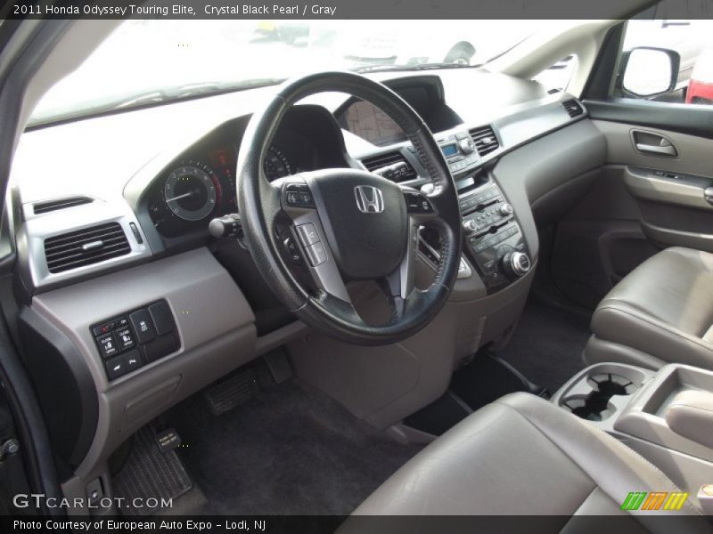 Crystal Black Pearl / Gray 2011 Honda Odyssey Touring Elite