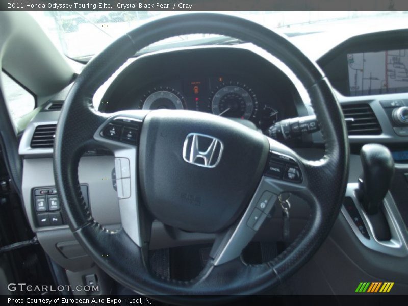 Crystal Black Pearl / Gray 2011 Honda Odyssey Touring Elite