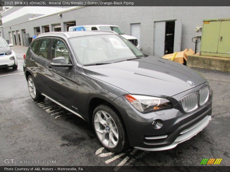 Mineral Grey Metallic / Oyster/Orange-Black Piping 2015 BMW X1 xDrive28i