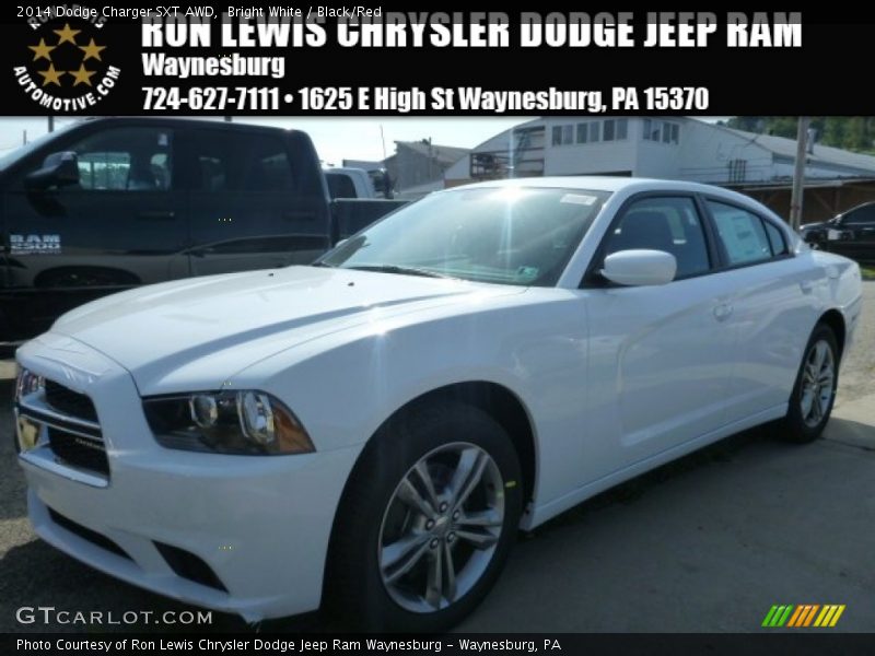 Bright White / Black/Red 2014 Dodge Charger SXT AWD
