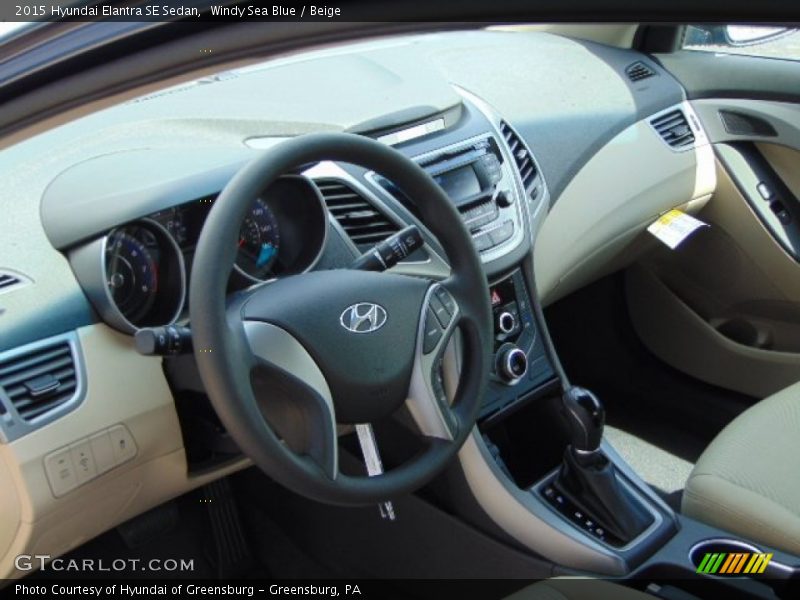 Windy Sea Blue / Beige 2015 Hyundai Elantra SE Sedan