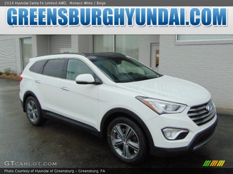 Monaco White / Beige 2014 Hyundai Santa Fe Limited AWD