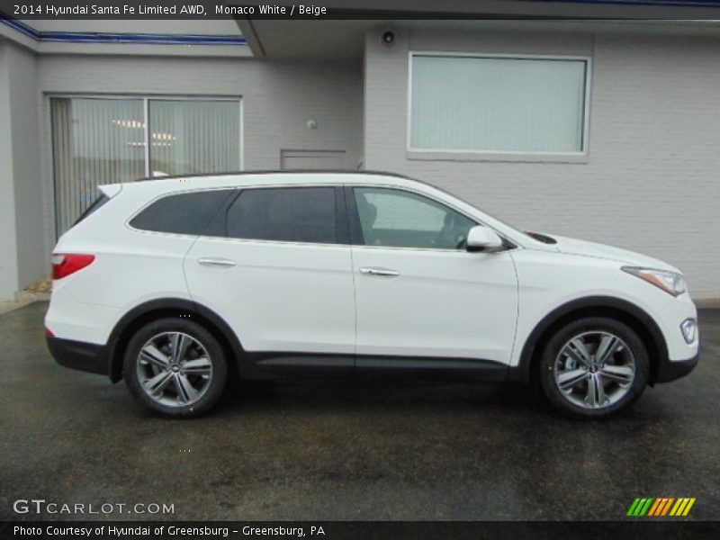 Monaco White / Beige 2014 Hyundai Santa Fe Limited AWD