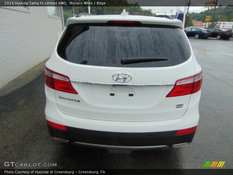 Monaco White / Beige 2014 Hyundai Santa Fe Limited AWD