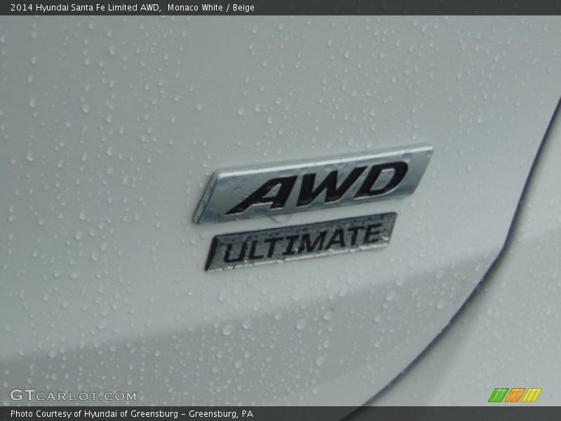 Monaco White / Beige 2014 Hyundai Santa Fe Limited AWD
