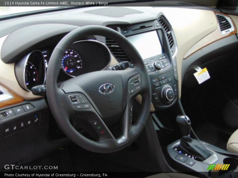 Monaco White / Beige 2014 Hyundai Santa Fe Limited AWD