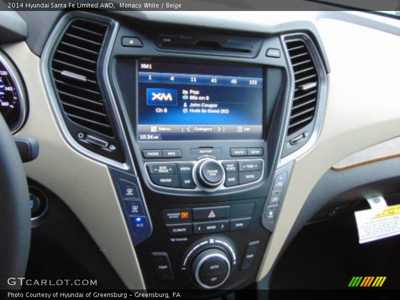 Monaco White / Beige 2014 Hyundai Santa Fe Limited AWD