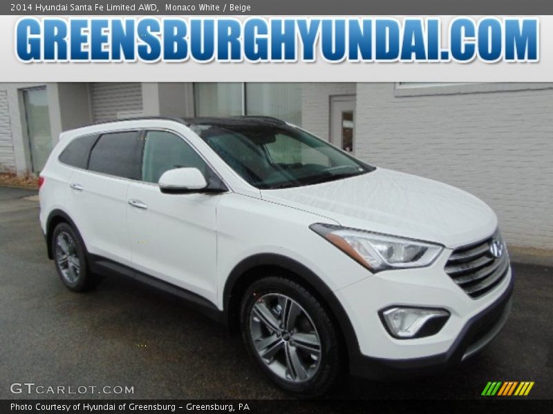 Monaco White / Beige 2014 Hyundai Santa Fe Limited AWD