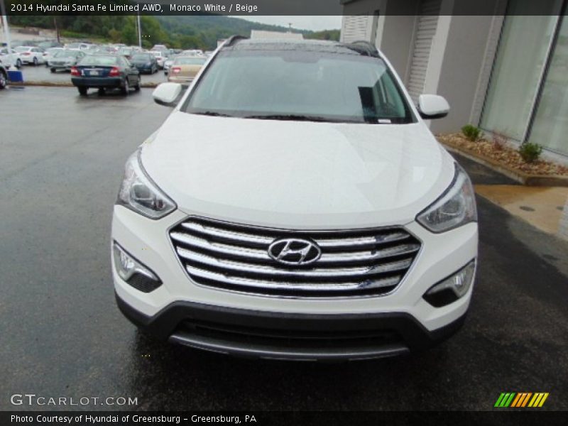 Monaco White / Beige 2014 Hyundai Santa Fe Limited AWD