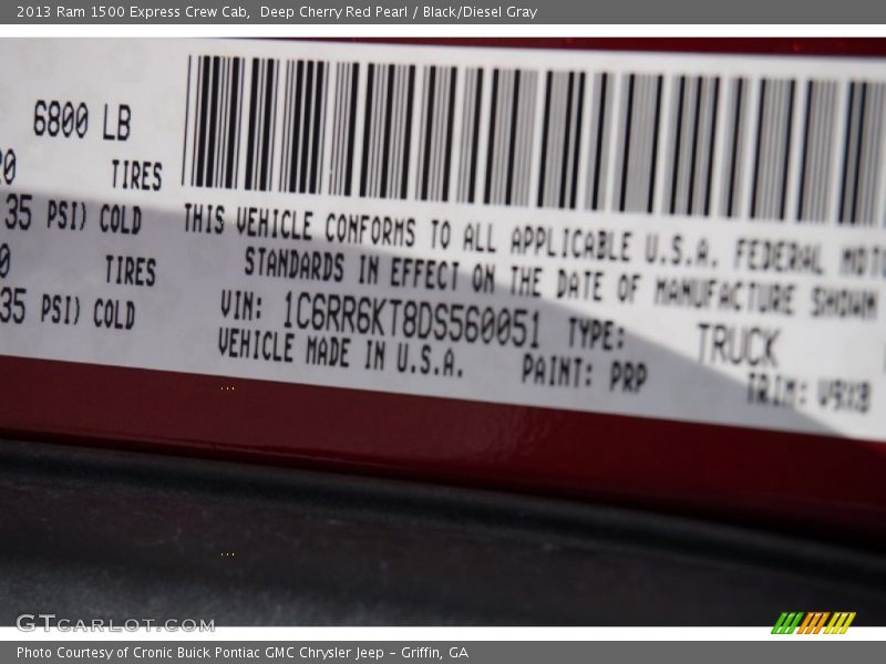 Deep Cherry Red Pearl / Black/Diesel Gray 2013 Ram 1500 Express Crew Cab
