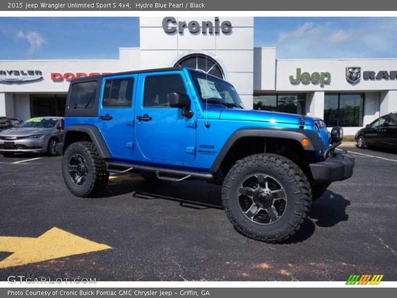 Hydro Blue Pearl / Black 2015 Jeep Wrangler Unlimited Sport S 4x4
