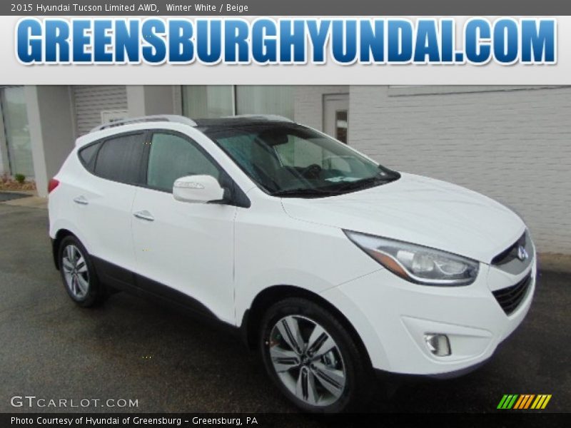 Winter White / Beige 2015 Hyundai Tucson Limited AWD
