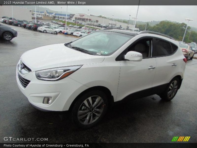 Winter White / Beige 2015 Hyundai Tucson Limited AWD