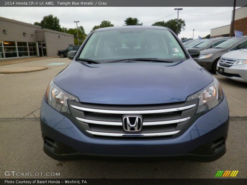 Twilight Blue Metallic / Gray 2014 Honda CR-V LX AWD