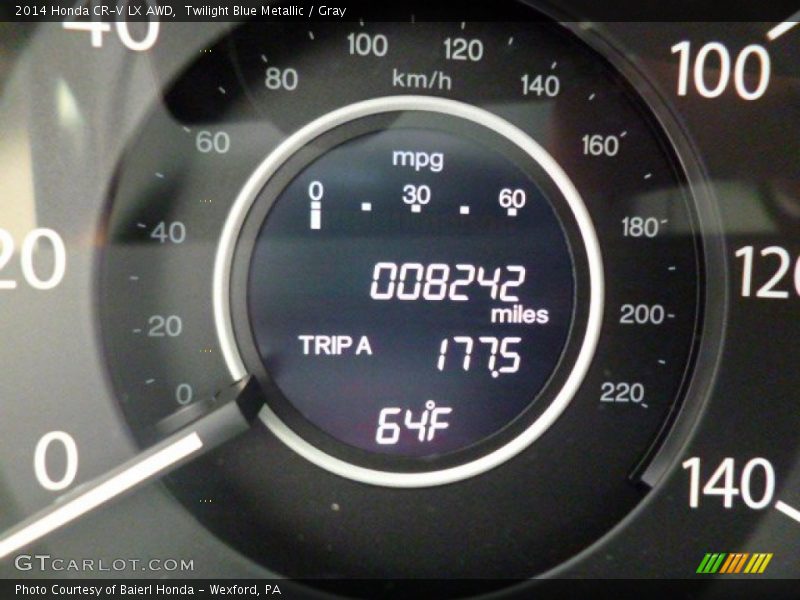 Twilight Blue Metallic / Gray 2014 Honda CR-V LX AWD