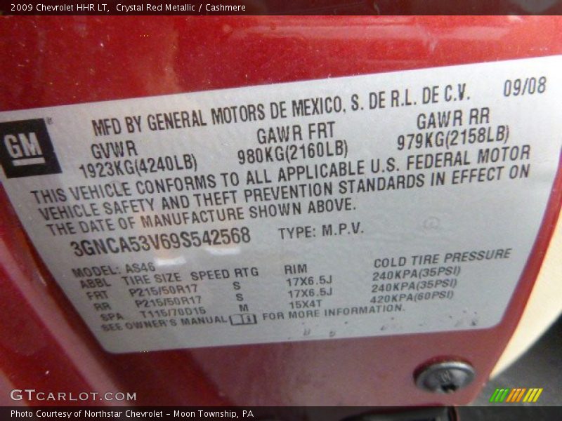Crystal Red Metallic / Cashmere 2009 Chevrolet HHR LT