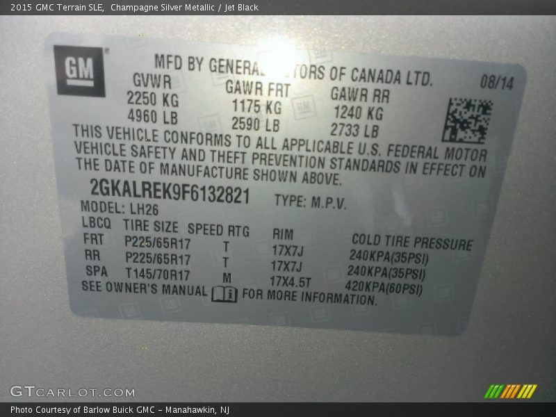Champagne Silver Metallic / Jet Black 2015 GMC Terrain SLE