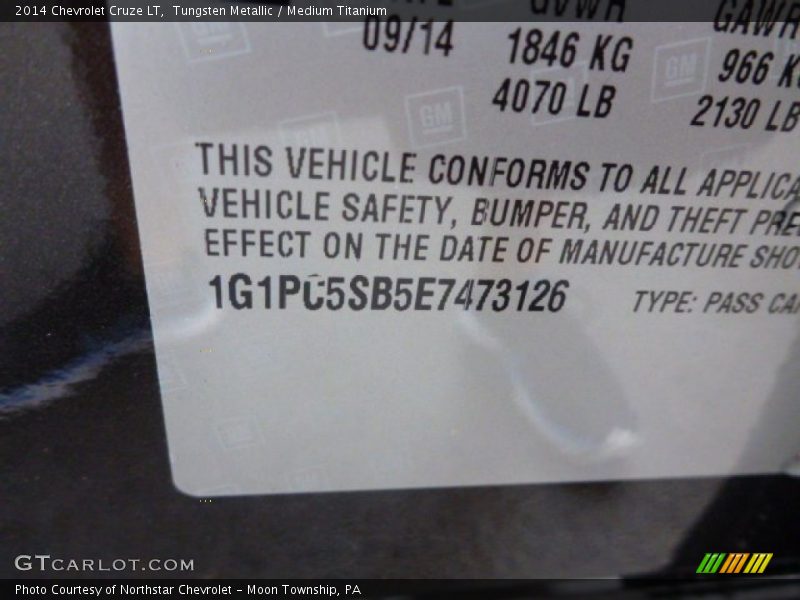 Tungsten Metallic / Medium Titanium 2014 Chevrolet Cruze LT