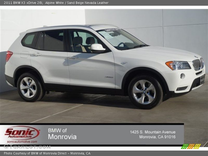 Alpine White / Sand Beige Nevada Leather 2011 BMW X3 xDrive 28i