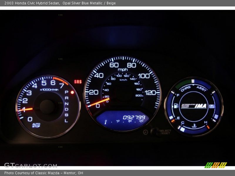 Opal Silver Blue Metallic / Beige 2003 Honda Civic Hybrid Sedan