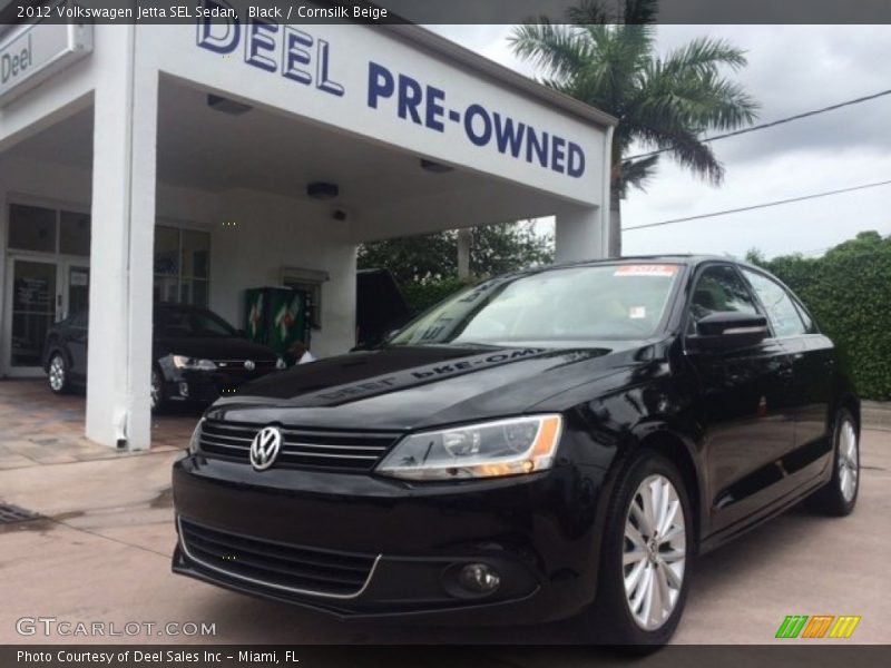 Black / Cornsilk Beige 2012 Volkswagen Jetta SEL Sedan