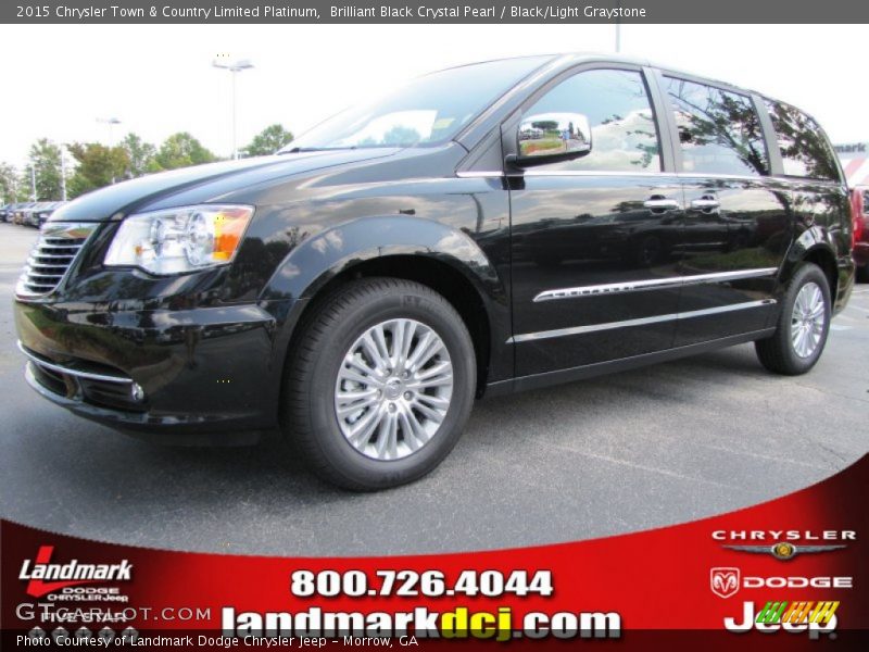 Brilliant Black Crystal Pearl / Black/Light Graystone 2015 Chrysler Town & Country Limited Platinum