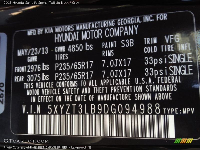 Twilight Black / Gray 2013 Hyundai Santa Fe Sport