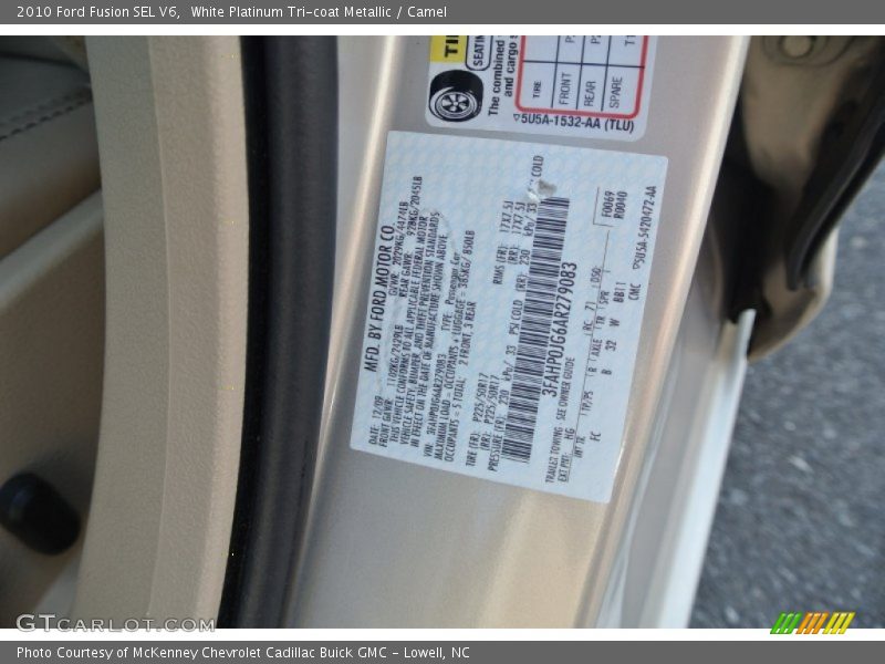 White Platinum Tri-coat Metallic / Camel 2010 Ford Fusion SEL V6