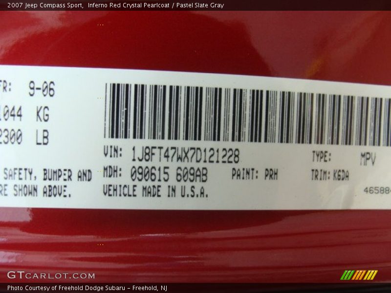 Inferno Red Crystal Pearlcoat / Pastel Slate Gray 2007 Jeep Compass Sport
