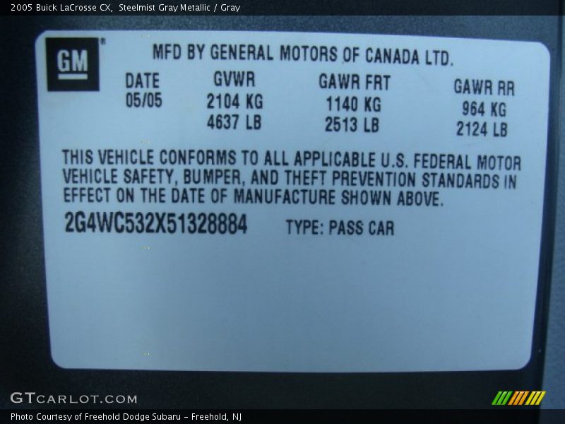 Steelmist Gray Metallic / Gray 2005 Buick LaCrosse CX