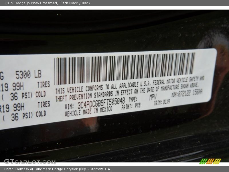 Pitch Black / Black 2015 Dodge Journey Crossroad
